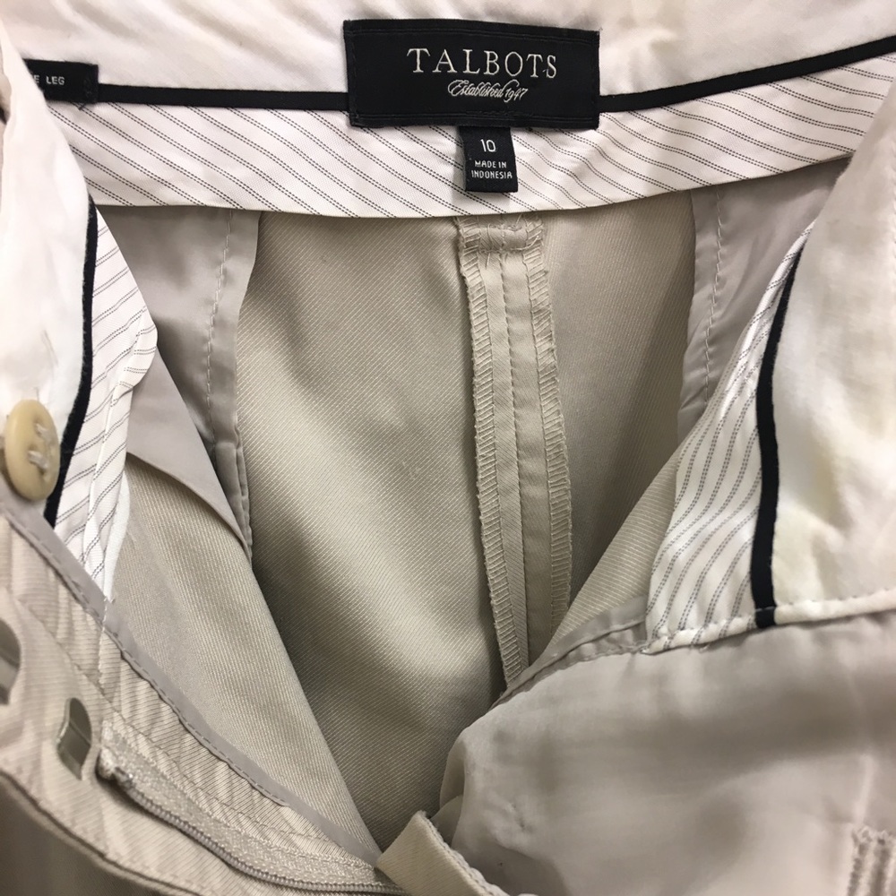 Talbots relaxed fit wide leg khaki slacks